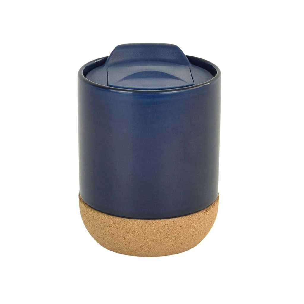 LUCCA - Giftology Ceramic Mug with Cork and Lid - Navy Blue