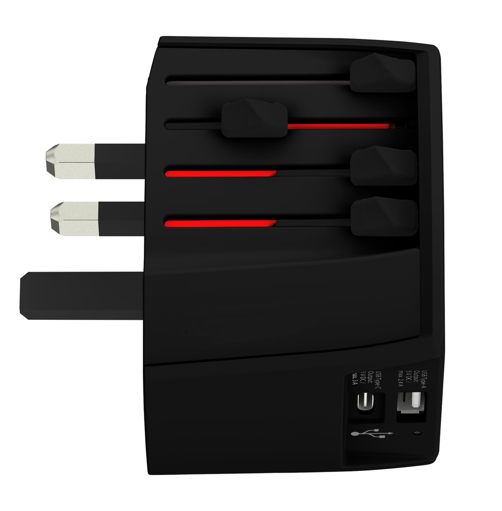SKROSS World Travel Adapter MUV USB (AC) - USB & Type C ports - Black