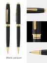 Coventry Classic Black Lacquer with Gold Tone Appointments Ballpoint Pen (Blue Ink) 