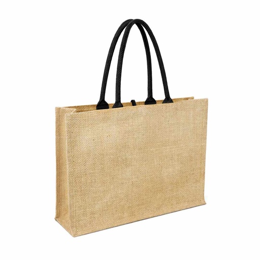 MONCLOVA - Jute Bag with Canvas Pocket - Black