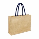 MONCLOVA - Jute Bag with Canvas Pocket - Blue