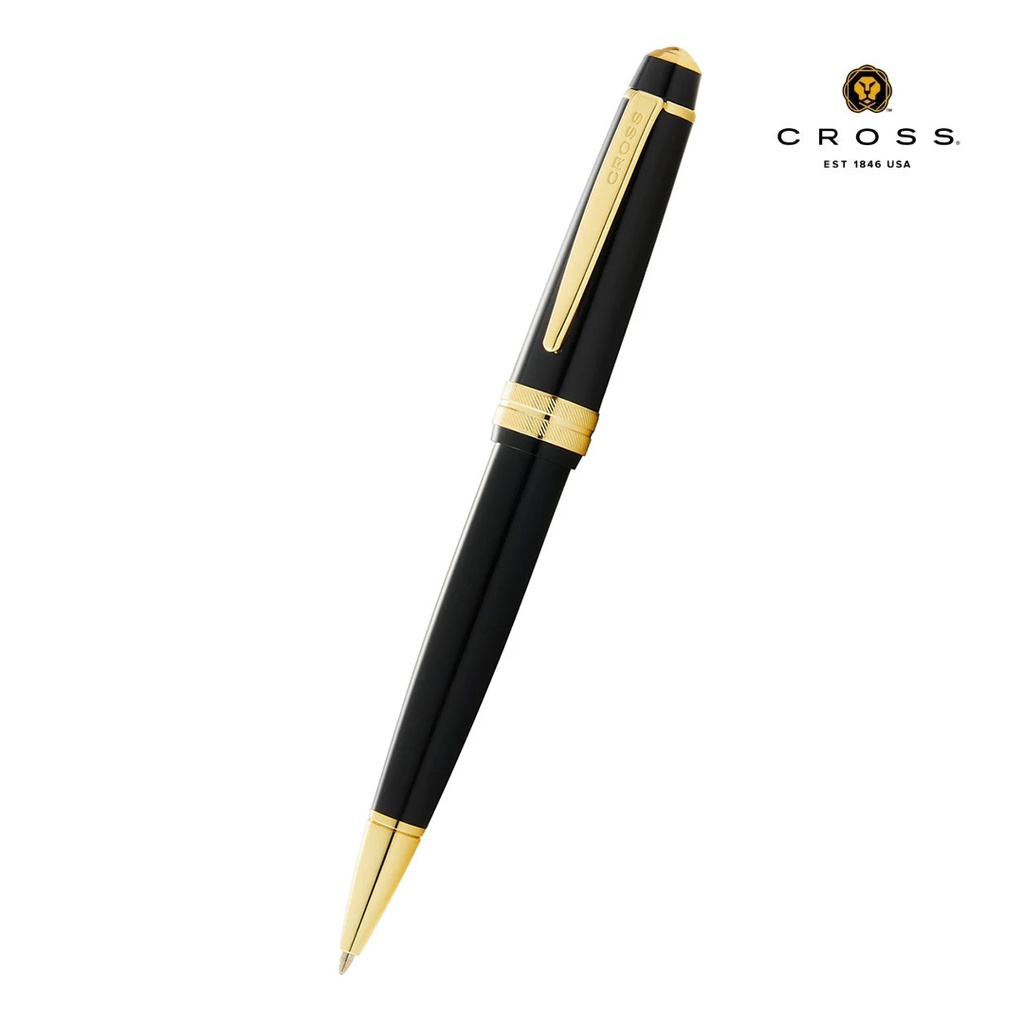 Cross Bailey Light™ Polished Black Resin and Gold Tone Ballpoint Pen (Blue Ink)