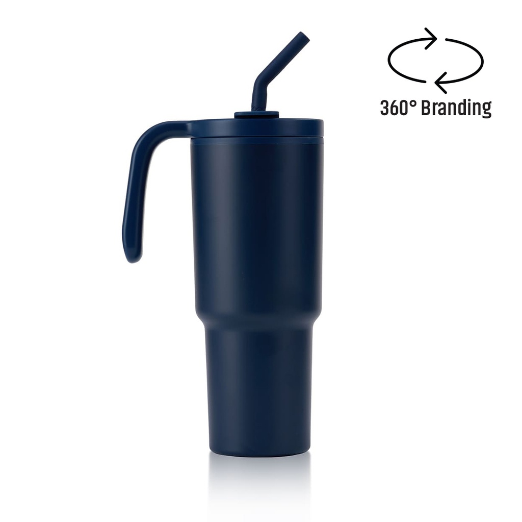FORZA 360 - Hans Larsen Recycled Stainless Steel/PP Tumbler with 360 Branding - Navy Blue