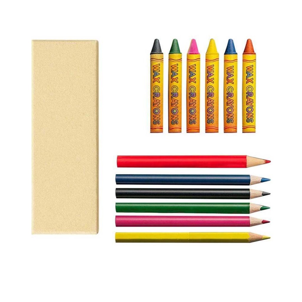 ROCA - Giftology Set of Color Pencils & Crayons in Lemongrass Paper Box