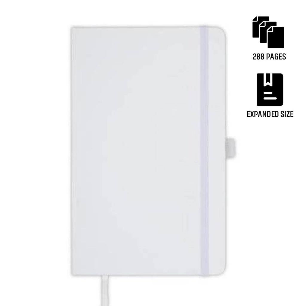 BARON - Santhome Expanded A5 Hard Cover Notebook - White دفتر ملاحظات بغلاف مقوى مقاس A5