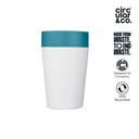 Circular Cup 8oz Chalk & Aquamarine Green