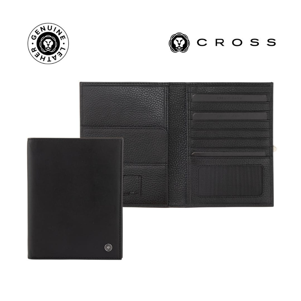 CROSS Soft Grain Leather 9CC Passport Travel Wallet - Black