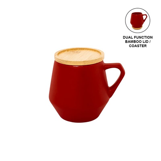 [DWEN 3200] SEVILLA - eco-neutral Ceramic Mug with Bamboo Lid - Red