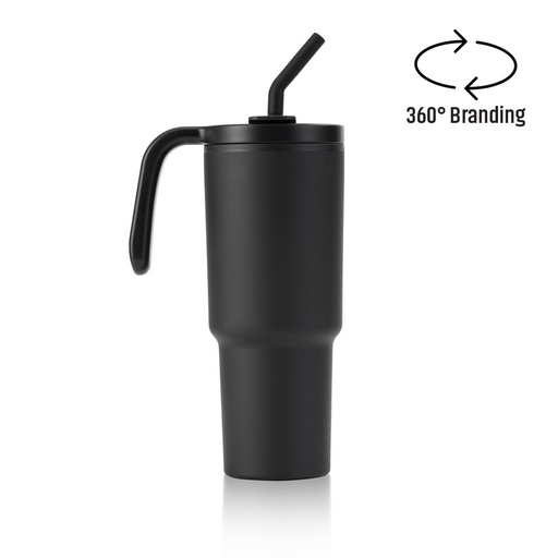 [DWHL 3235] FORZA 360 - Hans Larsen Recycled Stainless Steel/PP Tumbler with 360 Branding - Black