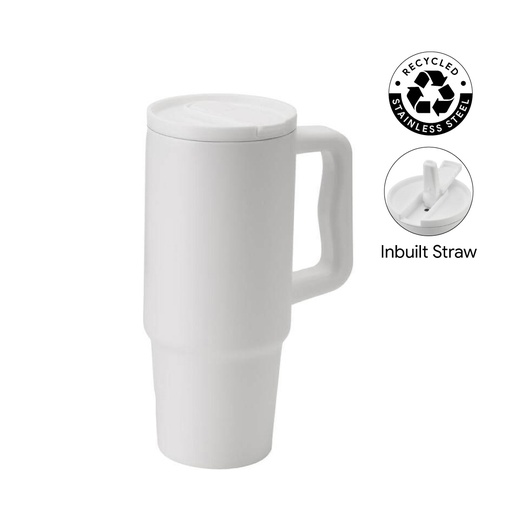 [DWHL 3253] BERN 2.0 - Hans Larsen Recycled Stainless Steel Tumbler with Straw Lid - White