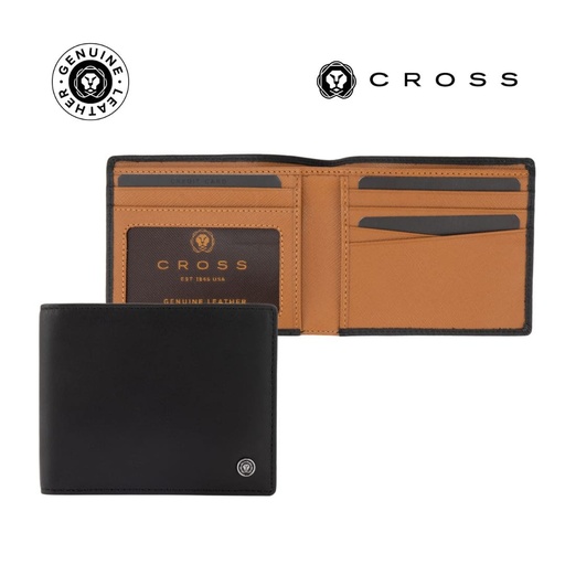 [LACR 2020] CROSS Soft Grain Leather Two-Tone 8CC Bifold Wallet - Black/Mocha
