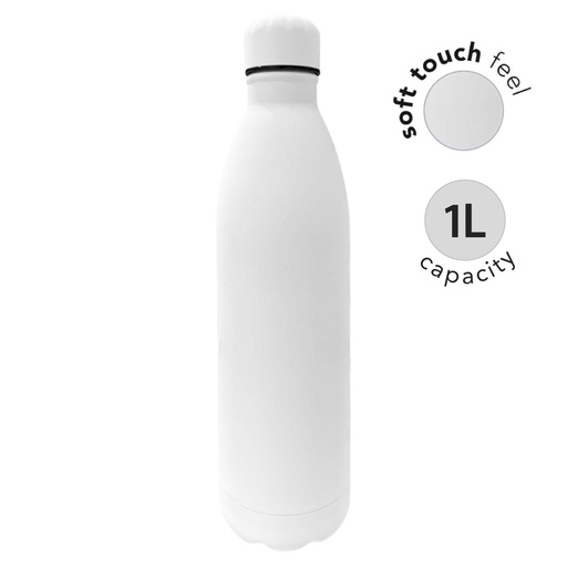 [DWGL 3283] MODENA - Giftology Soft Touch lnsulated Water Bottle - 1L - White